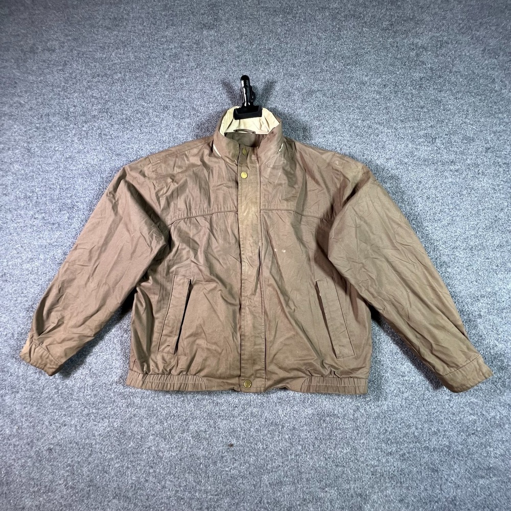 St. John's Bay Bomber Jacket Mens Large Brown Full Zip Windbreaker Minimalist